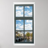 Amsterdam Canal Cityscape Fake Window View Poster (Vorne)