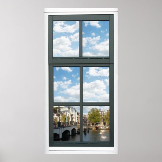 Amsterdam Canal Cityscape Fake Window View Poster (Vorne)