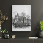 Amsterdam Canal Cityscape – Hand-Drawn Sketch Poster