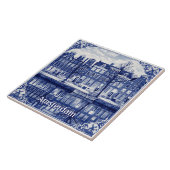 Amsterdam canal Delft Blue style Ceramic Tile Fliese (Seite)