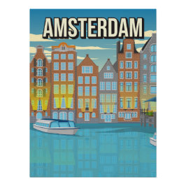 Amsterdam Canal House Art Print Netherlands Travel Poster