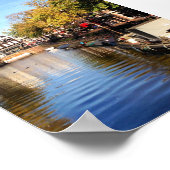 Amsterdam Canal Houseboards Ende Sommer Foto Poster (Ecke)