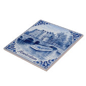 Amsterdam canal houses Delft Blue style tile Fliese (Seite)