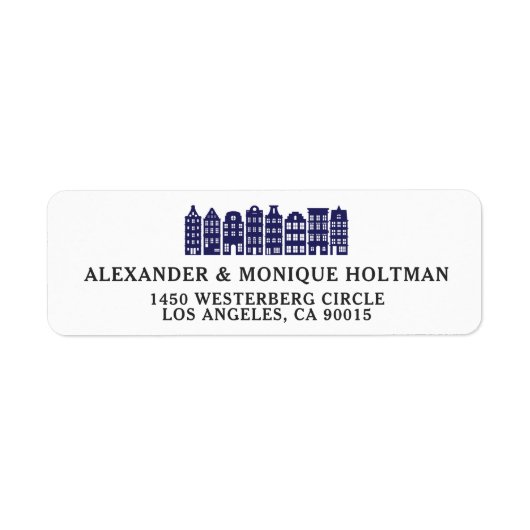 Amsterdam Canal Houses Dutch Blue Rücksendeadresse (Vorne)