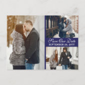 Amsterdam Canal Houses Dutch Save the Date Blue Postkarte (Vorderseite)