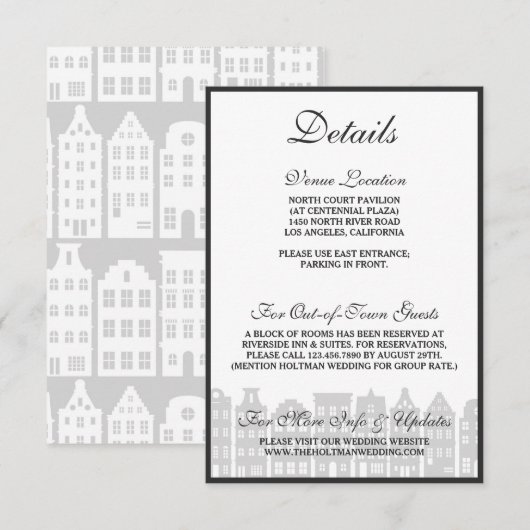 Amsterdam Canal Houses Dutch Wedding Details Card Einladung (Vorne/Hinten)