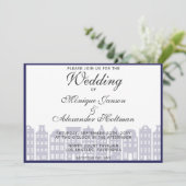 Amsterdam Canal Houses Dutch Wedding Einladung (Stehend Vorderseite)