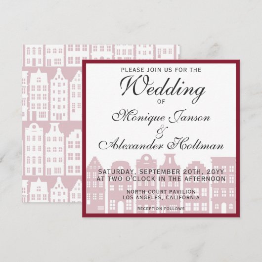 Amsterdam Canal Houses Dutch Wedding Einladung (Vorne/Hinten)