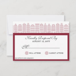Amsterdam Canal Houses Dutch Wedding Marsala RSVP Karte