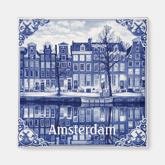 Amsterdam canal houses square magnet (Vorne)