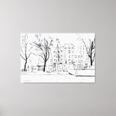 Amsterdam Canal Line Zeichnend - Schwarz & Weiß Leinwanddruck (Vorderseite)