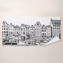 Amsterdam Canal Netherlands Cityscape Illustration
