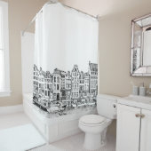 Amsterdam Canal Netherlands Cityscape Illustration Duschvorhang (Beispiel)