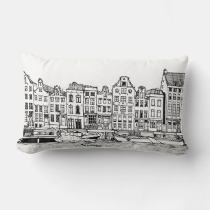Amsterdam Canal Netherlands Cityscape Illustration Lendenkissen