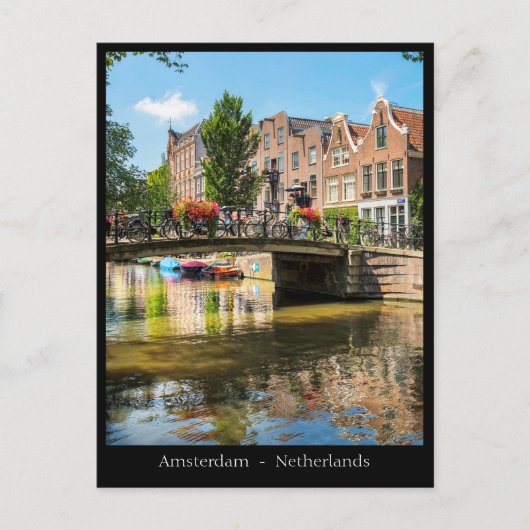Amsterdam Canal, Niederlande Postkarte (Vorderseite)