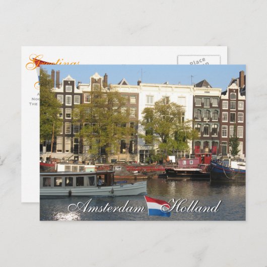 Amsterdam Canal Postcard Postkarte (Vorne/Hinten)