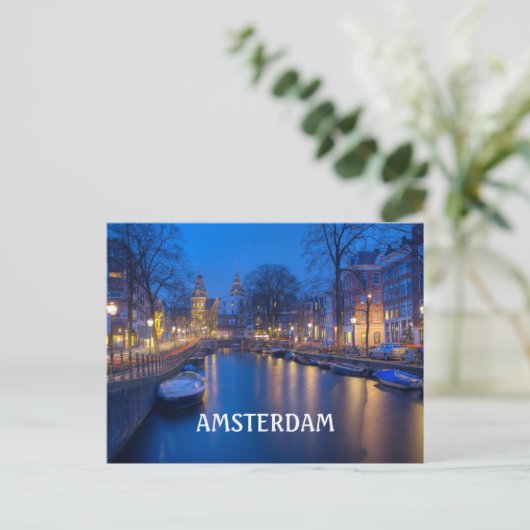 Amsterdam Canal Postkarte (Stehend Vorderseite)