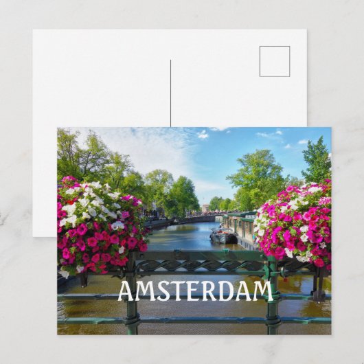 Amsterdam Canal Postkarte (Vorne/Hinten)