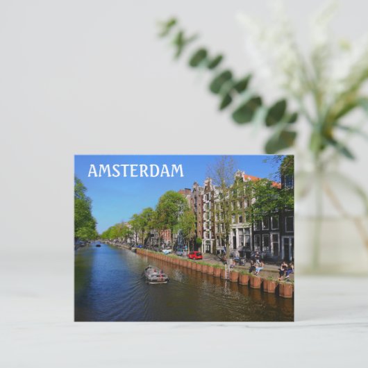 Amsterdam Canal Postkarte (Stehend Vorderseite)