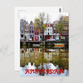 Amsterdam Canal Rainy Spring Day Postkarte (Vorne/Hinten)