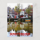 Amsterdam Canal Rainy Spring Day Postkarte (Vorderseite)