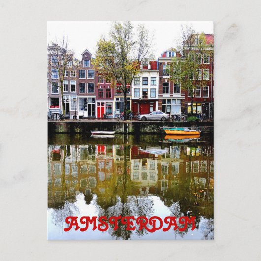 Amsterdam Canal Rainy Spring Day Postkarte (Vorderseite)