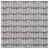 Amsterdam Canal Row Houses Charcoal Silver Muster Stoff (Muster)