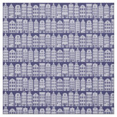 Amsterdam Canal Row Houses Cobalt Blue Pattern Stoff (Muster)