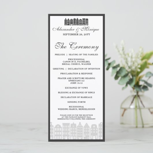 Amsterdam Canal Row Houses Dutch Wedding Program Programm (Stehend Vorderseite)