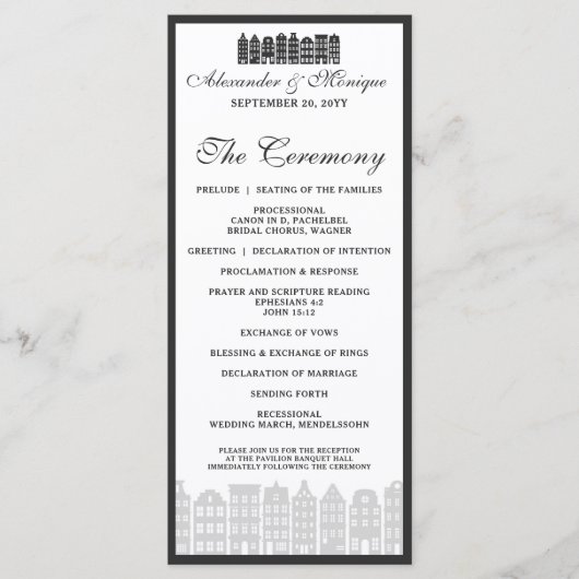 Amsterdam Canal Row Houses Dutch Wedding Program Programm (Vorderseite)