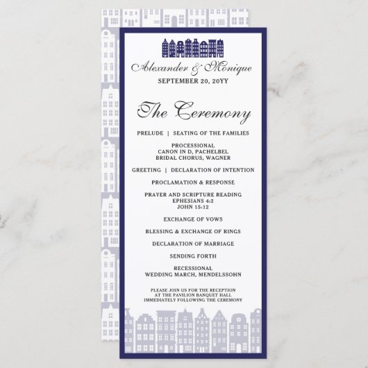 Amsterdam Canal Row Houses Dutch Wedding Program Programm (Vorne/Hinten)