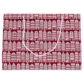 Amsterdam Canal Row Houses Marsala Red Pattern Große Geschenktüte (Vorderseite)