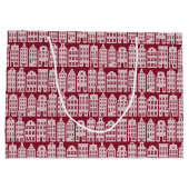 Amsterdam Canal Row Houses Marsala Red Pattern Große Geschenktüte (Rückseite)