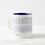 Amsterdam Canal Row Houses Personalisiert Light Bl Zweifarbige Tasse (Vorderseite Links)