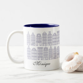 Amsterdam Canal Row Houses Personalisiert Light Bl Zweifarbige Tasse