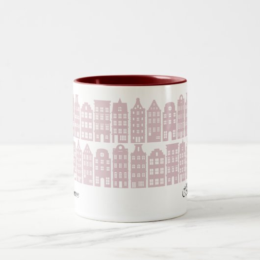 Amsterdam Canal Row Houses Personalisiert Maroon R Zweifarbige Tasse (Mittel)