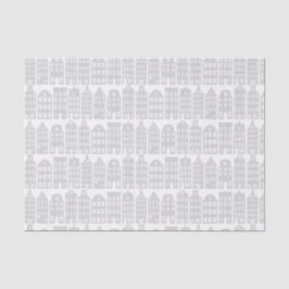 Amsterdam Canal Row Houses Silver & White Muster Seidenpapier