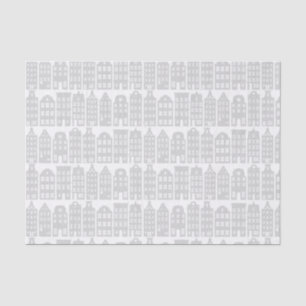 Amsterdam Canal Row Houses Silver & White Muster Seidenpapier