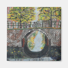 Amsterdam Canal Scene im Herbst Magnet