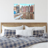 Amsterdam canal side houses canvas print leinwanddruck (Insitu (Schlafzimmer))