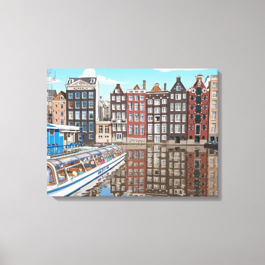 Amsterdam canal side houses canvas print leinwanddruck (Vorderseite)
