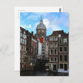 Amsterdam Canal Sunny Day De Wallen Postkarte (Vorne/Hinten)