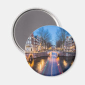 Amsterdam Canals at Night Magnet (Vorderseite/Rückseite)