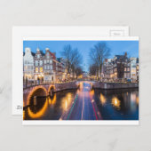 Amsterdam Canals at Night Postkarte (Vorne/Hinten)