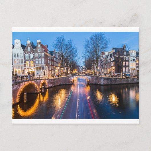 Amsterdam Canals at Night Postkarte (Vorderseite)