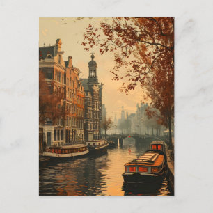 Amsterdam Canals: Vintage Vibes Postcard Postkarte