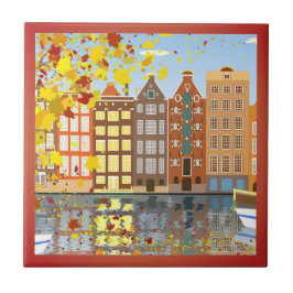 Amsterdam City Canal Herbst Farbenfrohe Keramik Ti Fliese