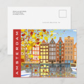 Amsterdam City Canal Herbst Farbenfrohe Postkarte (Vorne/Hinten)