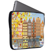 Amsterdam City Canal Herbst farbenfroher Laptop-Si Laptopschutzhülle (Vorne Rechts)