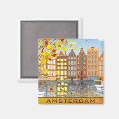 Amsterdam City Canal Herbstfarbener Herbstmagnet Magnet (Vorderseite/Rückseite)